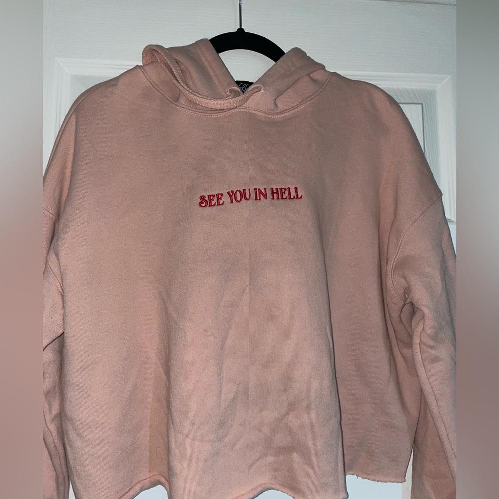 Valfré “See You In Hell” Pink Crop Hoodie